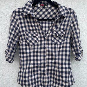 Women's Medium Forever 21 Navy & White Western Button Down Shirt